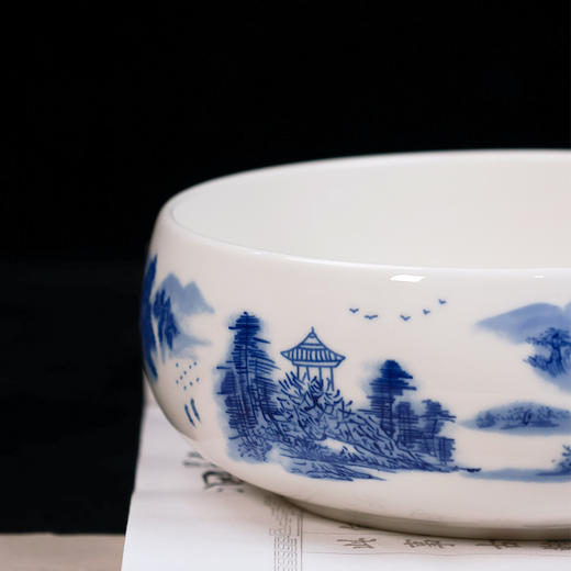 【庆学堂】青花瓷笔洗 笔洗缸 水盂文房工具 商品图4