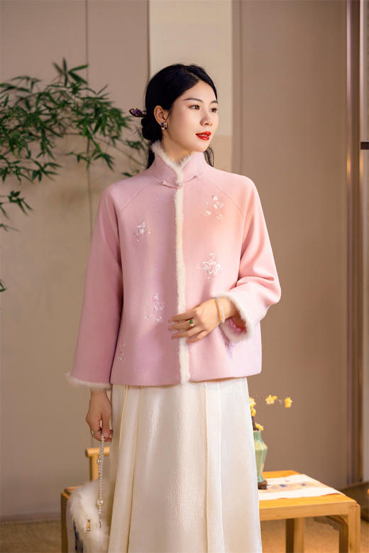 FLZD-A9490新中式刺绣中国风汉服秋冬款长袖唐装妮子上衣复古改良旗袍外套 商品图5