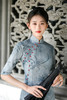 ZAYS-1002秋季女装改良竹节麻复合旗袍日常复古立领气质旗袍裙 商品缩略图4