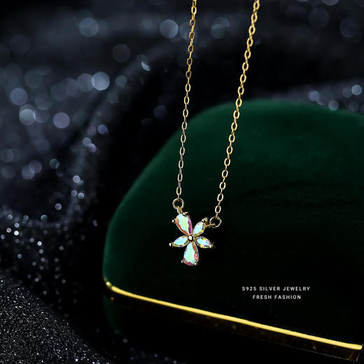 【芳雨】S925银幻彩锆石花朵项链【YXS-A3105】 商品图1