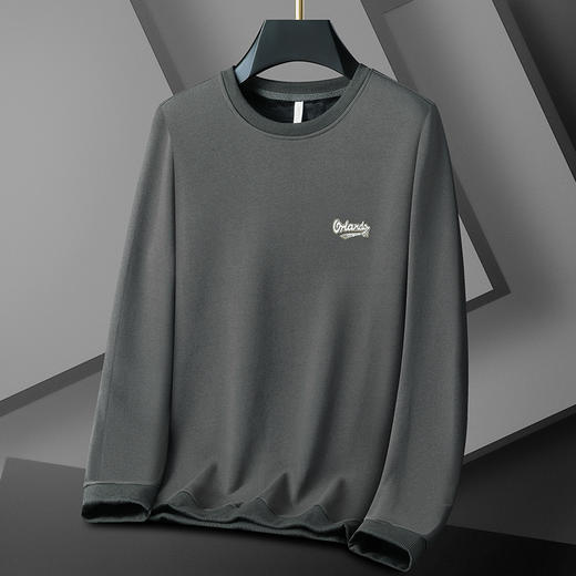 【新款DX】大依优型大码加绒卫衣圆领长袖加肥加大休闲运动上衣男打底衫胖子 商品图2