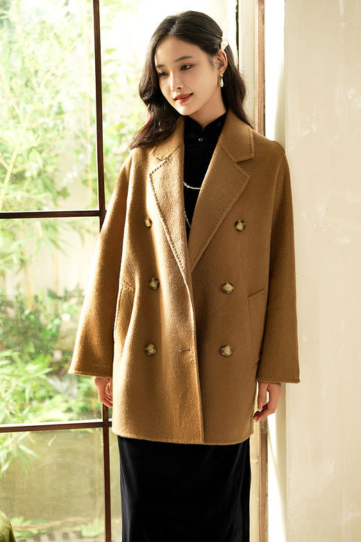 逸红颜明月优选#美拉德大衣『枝白』30%进口骆驼绒+70%澳洲羊毛大衣，轻松穿出松弛感的优雅！ 商品图12