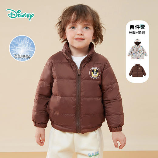 迪士尼童装秋冬新款男童保暖羽绒服宝宝防风米奇印花冲锋衣两件套234S1836
 商品图2