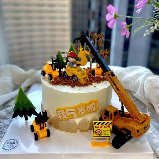 挖土机男孩生日蛋糕 动物奶油无添加 商品图0