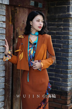 3203018 流光暖阳 进口超细加密玛卡布，进口立体十字花呢西装 雾境