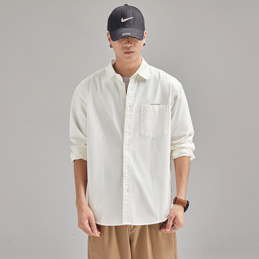 秋季新款衬衫男长袖宽松休闲纯棉立领日系衬衣男士潮牌上衣服    AY-DCZ730【Z730】 商品图3