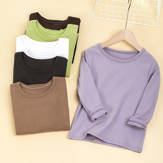 【每个细节，都为舒适而生！】儿童时尚纯色长袖T恤男女童简约圆领打底衫套头上衣宝宝秋冬内搭lm 商品图0