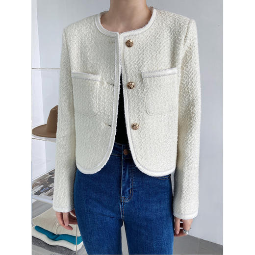 【CELINE同款羊毛小香风外套】气质粗花呢 秋冬爆款 短款名媛上衣 商品图3