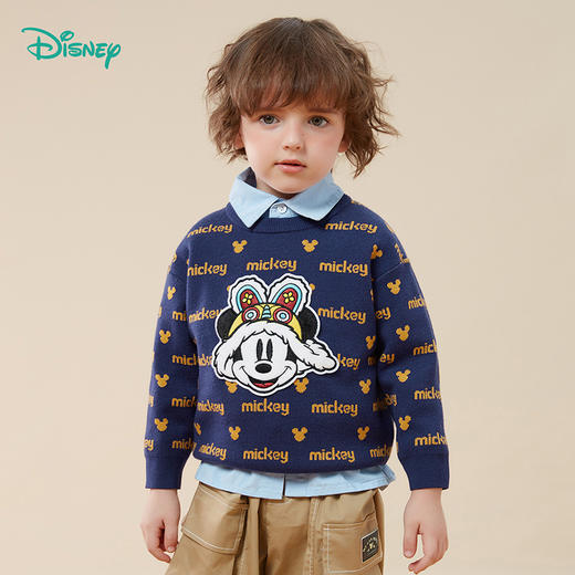 迪士尼童装秋冬款男童米奇长袖毛衣套头针织衫宝宝拜年服233S1860
 商品图4