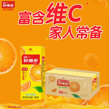 统一 鲜橙多 250ml*24盒/箱 整箱装 橙汁饮料 （新老包装随机发货） 商品图1