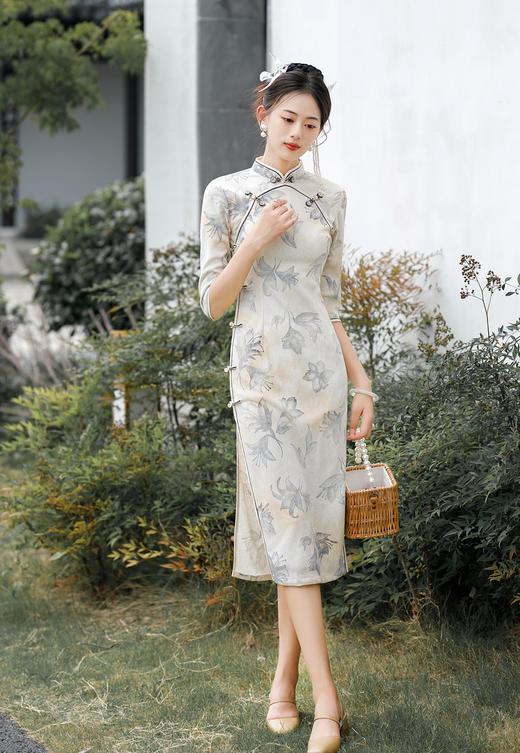 ZAYS-701年轻款改良竹节麻旗袍时尚气质复古日常连衣裙旗袍 商品图0