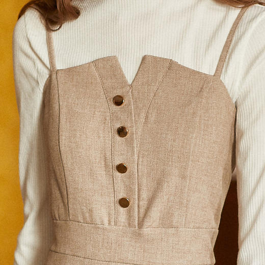 欧芮儿秋装女2018新款两收腰显瘦气质a字吊带连衣裙女中长款 商品图2