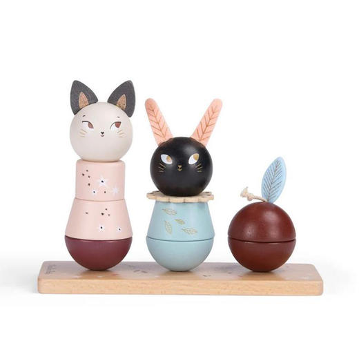 法国 Moulin Roty 雨后系列感官发展3组木制堆叠玩具-715366 商品图0