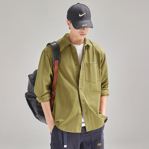 秋季新款衬衫男长袖宽松休闲纯棉立领日系衬衣男士潮牌上衣服    AY-DCZ730【Z730】 商品图2