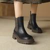 阿么手工女鞋真皮复古新款切尔西靴厚底5CM秋冬百搭时尚烟筒靴女 商品缩略图3