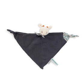 法国 Moulin Roty 雨后系列平纹细布婴儿安抚巾-深灰色小绵羊-715017