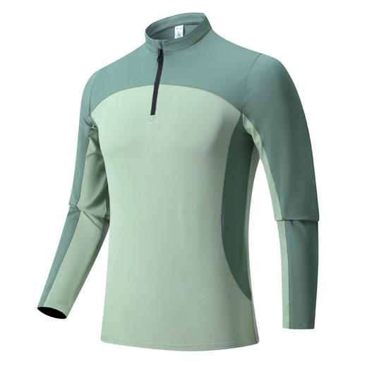 跑步运动长袖t恤男款 立领半拉链纯色健身衣训练弹力速干衣 商品图4