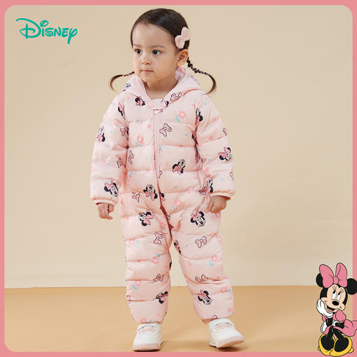迪士尼童装秋冬款米妮满印连帽羽绒连体衣宝宝保暖舒适冬装羽绒服234L955
 商品图3