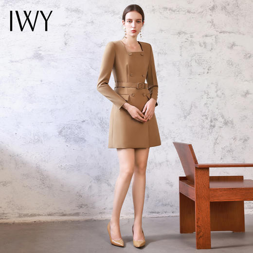 IWY/气质小香风连衣裙女秋冬长袖绑带显瘦西装裙法式名媛职业装工作服Q13328 商品图2