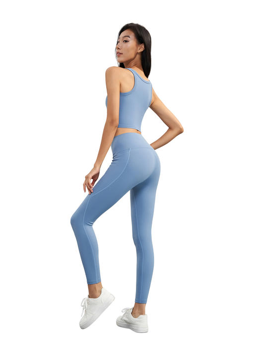 新款裸感全固定罩杯瑜伽背心加长圆领收腰美背运动健身背心女AD 00 WX1578 商品图2