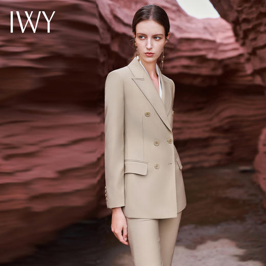 IWY/秋冬长袖西装套装女卡其色高级感职场面试商务正装职业裤装C13317+P3331 商品图3
