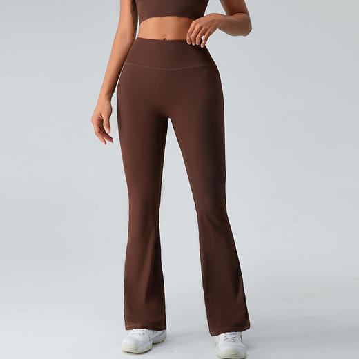 跃牌【化蝶双飞】系列 螺纹高腰提臀瑜伽喇叭裤显瘦微喇阔腿裤 TM0139 商品图4