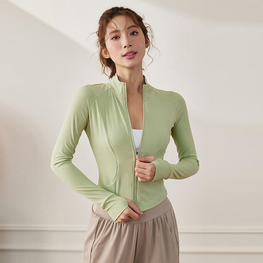 跃牌【化蝶双飞】系列 裸感立领紧身显瘦性感瑜伽服上衣运动外套 TM0136 商品图0