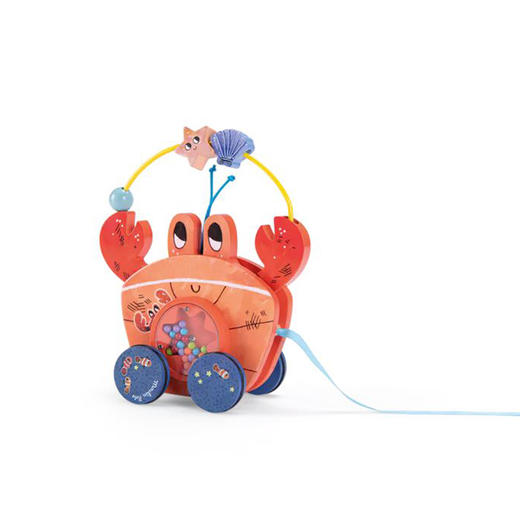 法国 Moulin Roty 儿童益智木制牵引积木车 - 螃蟹-676370 商品图1