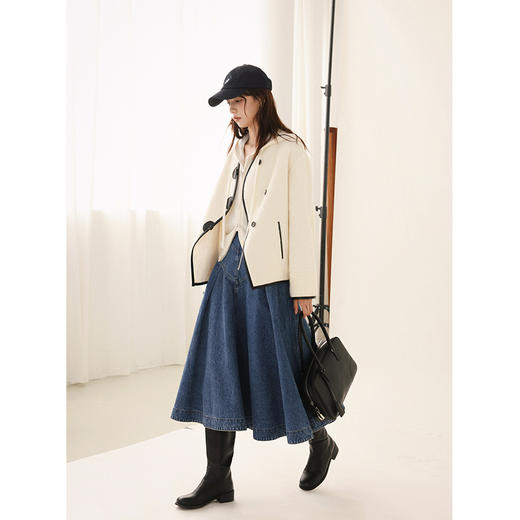 Even Vintage |纯棉高盎司牛仔 高腰黄金比例复古伞裙牛仔半身裙 商品图3