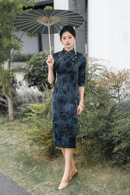 ZAYS-701年轻款改良竹节麻旗袍时尚气质复古日常连衣裙旗袍 商品图1