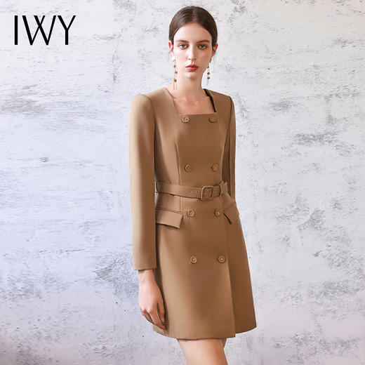 IWY/气质小香风连衣裙女秋冬长袖绑带显瘦西装裙法式名媛职业装工作服Q13328 商品图4