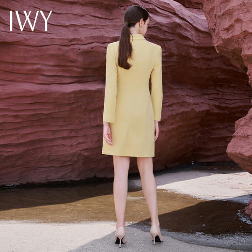 IWY/简约黄色百褶裙西装连衣裙修身收腰秋季新款通勤A字裙Q13329 商品图2