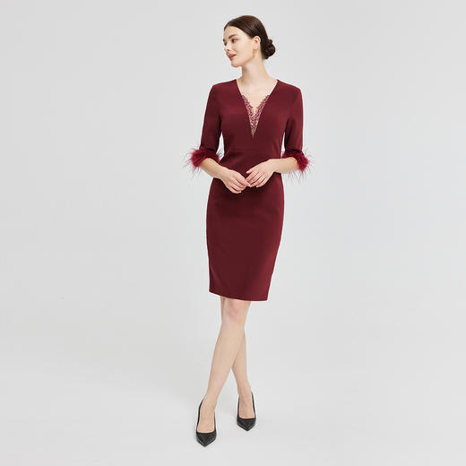 NG864斯尔丽2023秋季新款优雅钉珠镶钻灵动飘逸连衣裙 商品图3