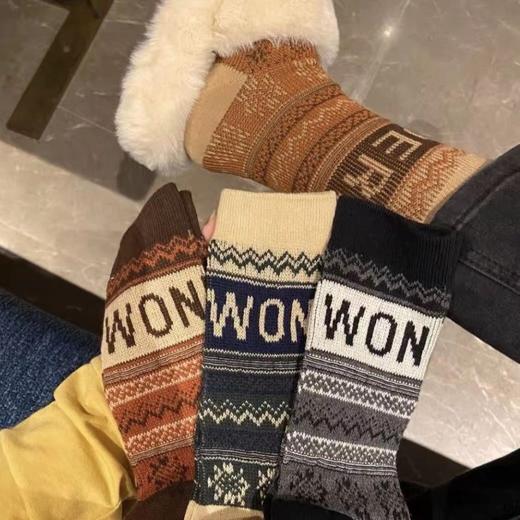 【棉双针双路】袜子女网红同款秋冬街头中长款高筒潮袜 商品图9