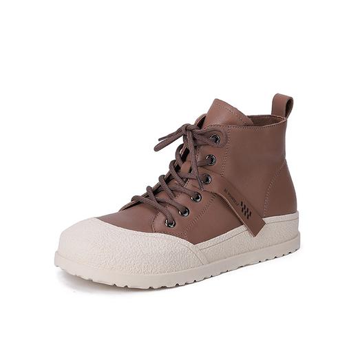 西村名品2023秋季新品真皮防滑乐福鞋厚底高帮ins潮运动板鞋X23DS45451 商品图1