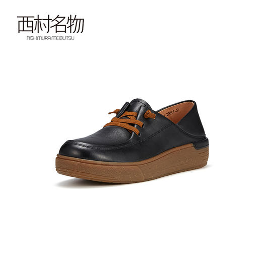 西村名物2023秋季新品英伦风系带小皮鞋轻便舒适宽脚一脚蹬X23CM35281 商品图1