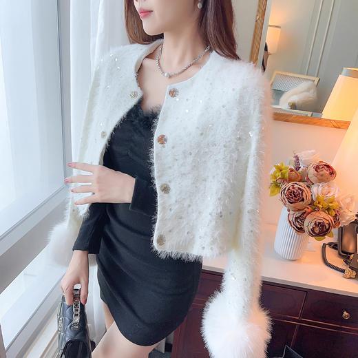 张心子【星河小镇】气质名媛亮片小香风外套女秋冬装新款毛呢上衣 U2310034 商品图0