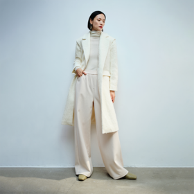 LIYIHAN羊毛弧形单面呢大衣 Y234D09602