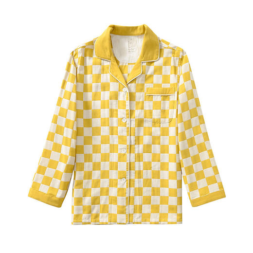 【棋盘格家居服】双层纱家居服格子情侣睡衣全棉长袖长裤居家服套装新 商品图12