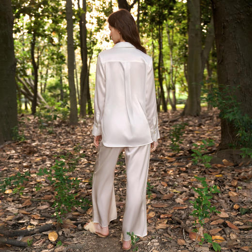 Solo seta22姆米桑蚕丝真丝家居服丝绸睡衣套装女工装衬衫款 商品图3