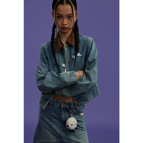 GOODBAI GOODEES刺绣logo短款牛仔外套