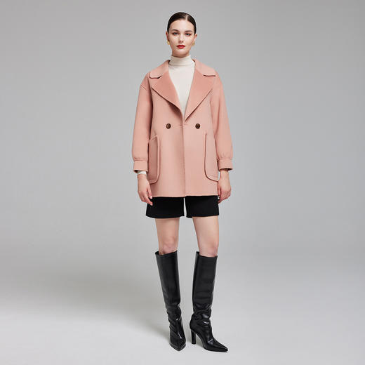 NH910斯尔丽2023秋冬新款女时尚气质双排扣宽松小个子一手长大衣 商品图3