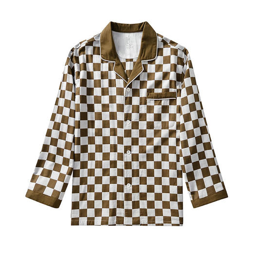 【棋盘格家居服】双层纱家居服格子情侣睡衣全棉长袖长裤居家服套装新 商品图10