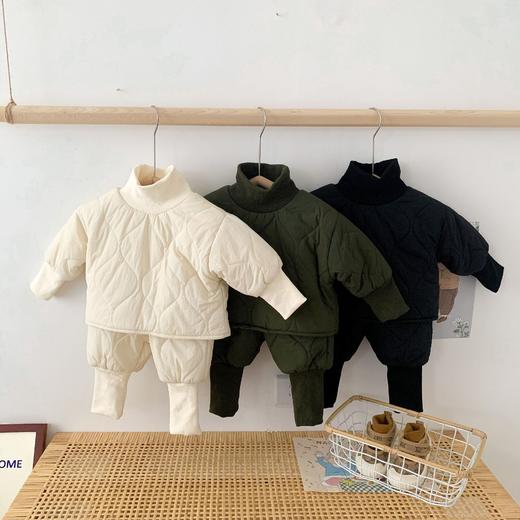 【抓绒毛圈内衬，温柔呵护宝宝肌肤！】童装婴儿套装韩版秋冬款男女儿童衍缝加绒套装夹棉套装宝宝外出服lm 商品图1