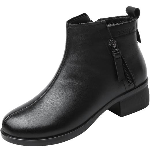 信诺真皮软底妈妈短靴中老年棉鞋加绒女鞋子2023秋冬新款中年皮鞋23M615-1D 商品图4