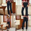 OLrain欧芮儿深色牛仔裤女秋季2023年新款高腰时尚拼接翻边九分裤 商品缩略图1