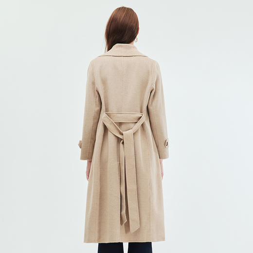 EITIE爱特爱冬季新款气质翻领中长款毛织领拼接大衣外套7214914 商品图4