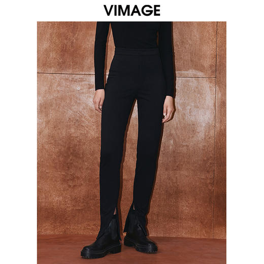 VIMAGE纬漫纪冬季新款时尚修身显瘦高腰裤子V2005623 商品图0