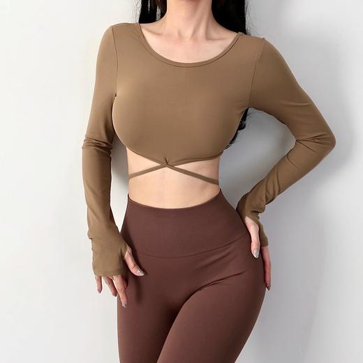 跃牌【化蝶双飞】系列 裸感大露背短款运动健身上衣长袖 TM0145（带胸垫） 商品图4