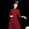 中国风女装，新款秋季复古针织粗纺红色改良旗袍连衣裙OY-230392 商品缩略图2